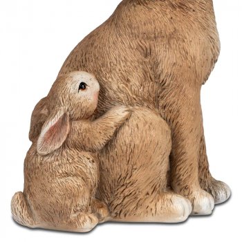 Preview: Detailansicht Hase mit Kind 15 cm naturfarben 700841 Ostern formano