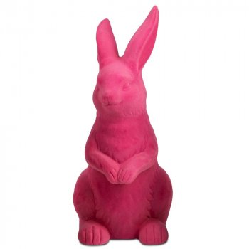 Hase sitzend 24 cm pink Trend-Flock Keramik Ostern 703644 formano