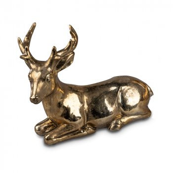 Hirsch liegend 29 cm Vintage-Gold formano