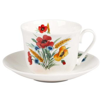 Roy Kirkham Jumbotasse mit Unterteller 450 ml Provencale aus Fine Bone China Porzellan 297146 formano