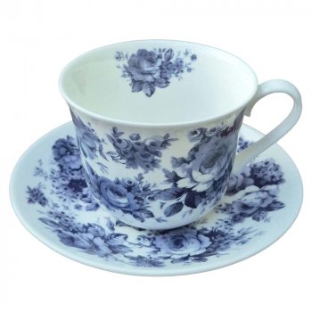 Jumbotasse mit Untertasse English Blue Chintz Porzellan 297129 Roy Kirkham