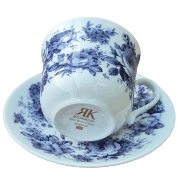 Preview: Jumbotasse mit Untertasse English Blue Chintz liegend Porzellan 297129 Roy Kirkham