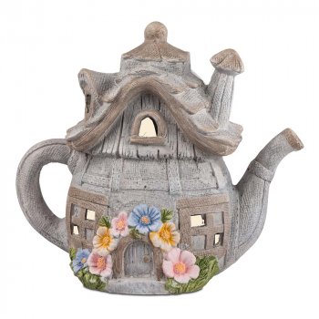 Kanne als Haus 40 cm mit Solarlicht wetterfest 702326 formano