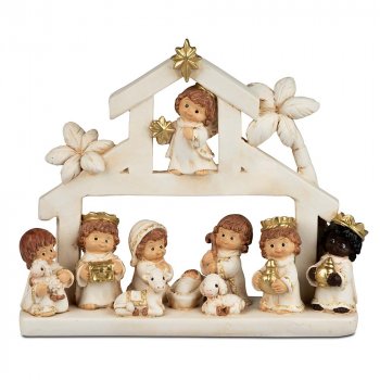Krippenblock 21 cm creme-gold 718570 formano