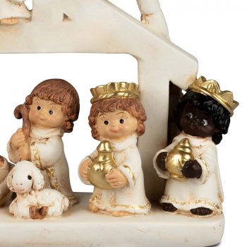 Preview: Detailansicht Krippenblock 21 cm creme-gold 718570 formano