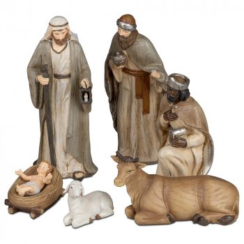 Preview: Krippenfiguren Josef Jesuskind Schaf Melchior Balthasar Ochs Kunststein 718273 formano