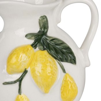 Preview: Detailansicht Krug 13 cm mit Zitronen-Relief aus weiß-glasiertem Porzellan 701534 formano