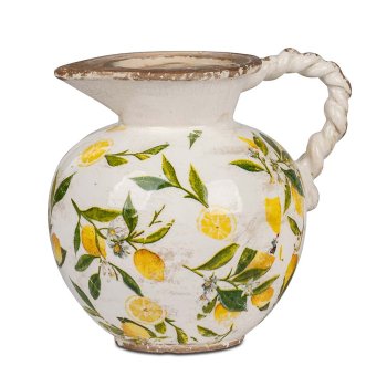 Krug 21 cm mit Zitronen-Relief aus weiß-glasiertem Porzellan 701541 formano