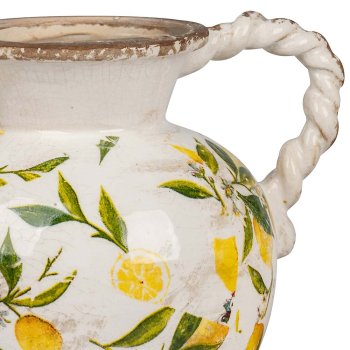 Preview: Detailansicht Krug 19 cm mit Zitronen-Dekor aus Keramik 767912 formano