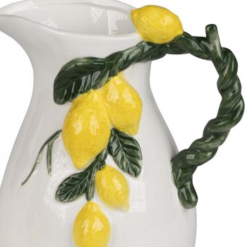 Preview: Detailansicht Krug 21 cm mit Zitronen-Relief aus weiß-glasiertem Porzellan 701541 formano