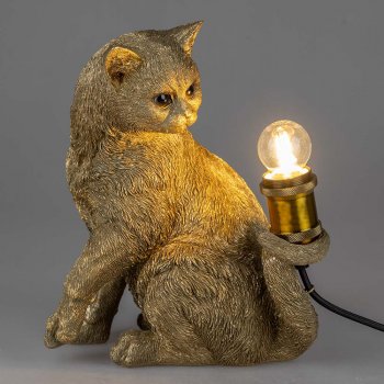 Lampe Katze 30 cm Antik-Gold formano