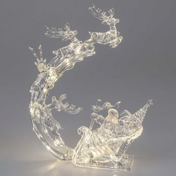 Rentier + Santa auf Schlitten Acryl LED-Licht 678119 formano