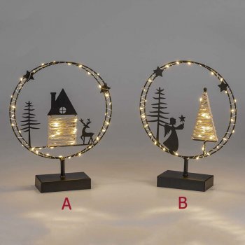 Ring auf Fuss 30 cm schwarz mit LED-Licht Metall 633750 formano