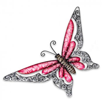 Wanddeko Schmetterling 48 cm pink aus Metall 554895 formano