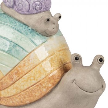 Preview: Detailansicht Schnecke mit Kind 15 cm Sommerfarben handbemalt 705853 formano