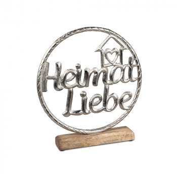 Schriftzug im Kreis 27 cm Heimat Liebe Alu-Mango-Holz 510532 formano