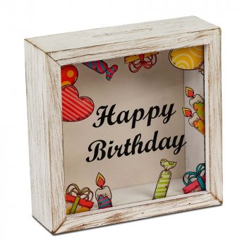 Spardose 15 cm Happy Birthday aus Holz 605337 formano