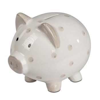 Sparschwein cremefarben 18 cm handbemalt Keramik 731326 formano