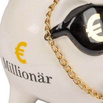 Preview: Detailansicht Sparschwein Millionär 15 cm Steingut 748478 formano
