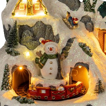 Preview: Spieluhr Winterlandschaft 27 cm Eisenbahn Nostalgie 758675 formano