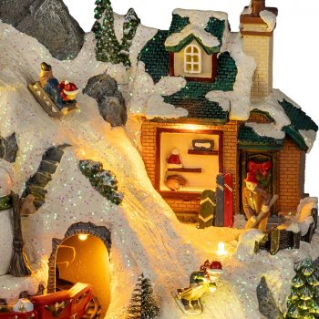 Preview: Spieluhr Winterlandschaft 27 cm Skifahrer Nostalgie 758675 formano