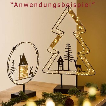 Stern oder Tanne auf Fuß schwarz mit LED-Licht Metall Werbung 633743 formano