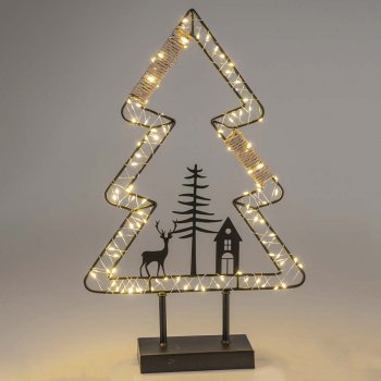 Preview: Tanne auf Fuss 50 cm schwarz mit LED-Licht A Metall 633774 formano