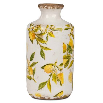 Vase 21 cm Vintage-Optik mit Zitronen-Dekor Keramik 767844 formano