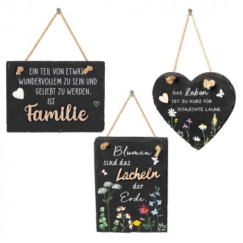 Wandbild Herz o. rechteckig hängend aus Schiefer formano