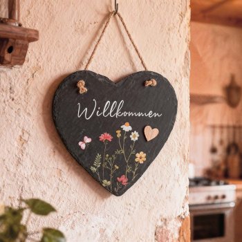 Wandbild Herz o. rechteckig hängend aus Schiefer formano