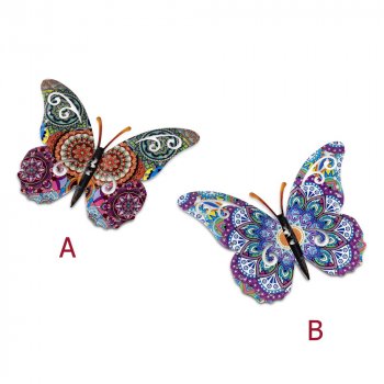 Wanddeko Schmetterling 24 cm Metall farbig formano