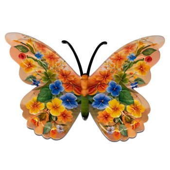 Preview: Wanddeko Schmetterling 33 cm orange aus Metall 552532 formano