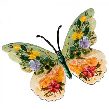 Wanddeko Schmetterling 25 cm grün aus Metall 552525 formano