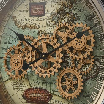 Preview: Detailansicht von der Wanduhr Weltkarte 60 cm Zahnrad Bewegung 676610 formano