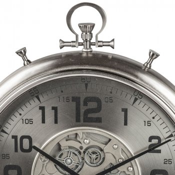 Detailansicht von der Wanduhr 60 cm silber Zahnrad Bewegung 676542 formano