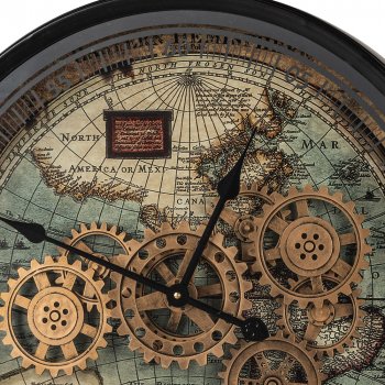 Detailansicht von der Wanduhr Weltkarte 60 cm Zahnrad Bewegung 676610 formano