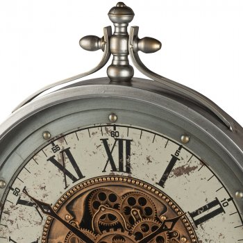 Detailansicht von der Wanduhr 79 cm antik silber-grau Zahnrad Bewegung 676634 formano