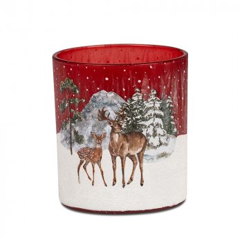 Windlicht 9 cm Klassik-Rot aus Glas 813169 formano