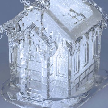 Preview: Eingang der Winterkirche 25 cm mit LED-Licht aus Acryl 678652 formano