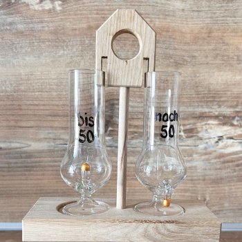 Preview: Holzsockel mit 2 Sexy-Stamperl Mann 50 99300 DIOGENES