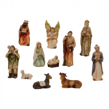 Krippenfiguren Set 11-teilig Figuren bis 10 cm