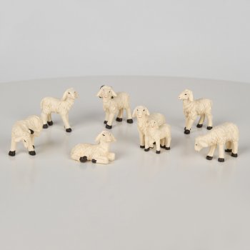 Schafe creme 7er Set für Krippenfiguren 10-12 cm
