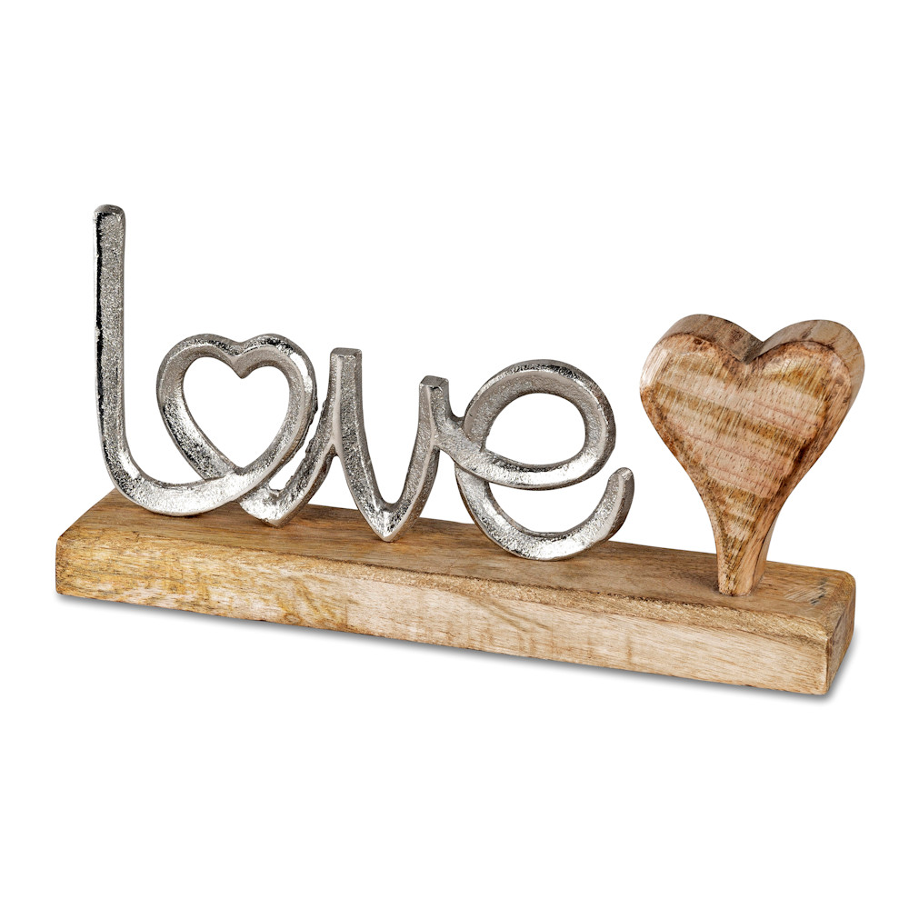Schriftzug Love mit Herz Alu Mango-Holz 578723 formano
