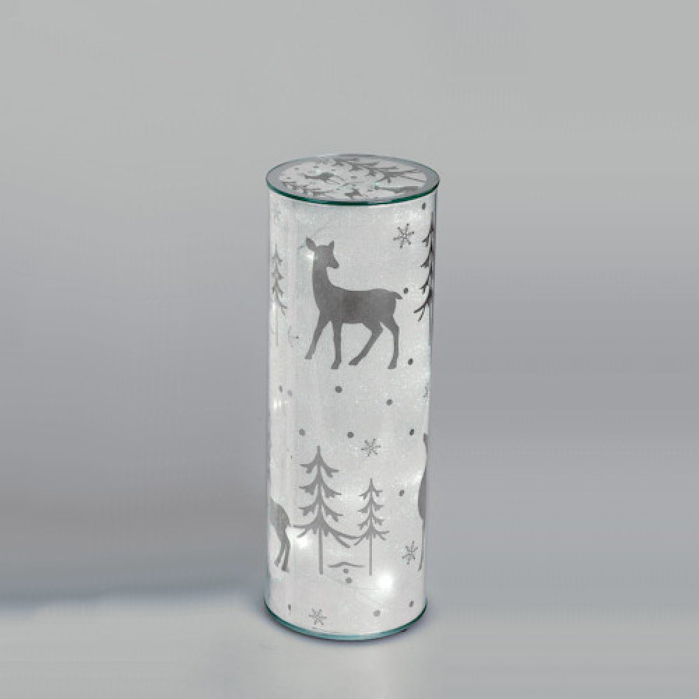 Deko-Säule Winterzeit silber 41 cm LED-Licht Glas 871077 formano