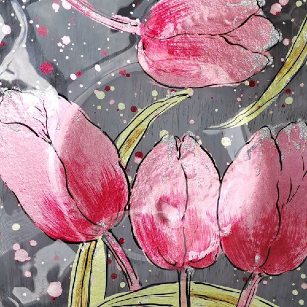 Detailansicht von dem Deko-Teller 20 cm Pink-Tulip Glas 871145 formano