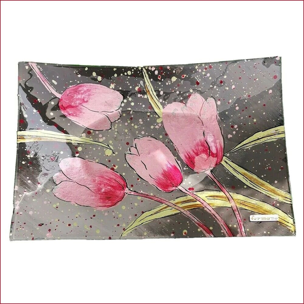 Deko-Teller 30 cm Pink-Tulip Glas 871190 formano