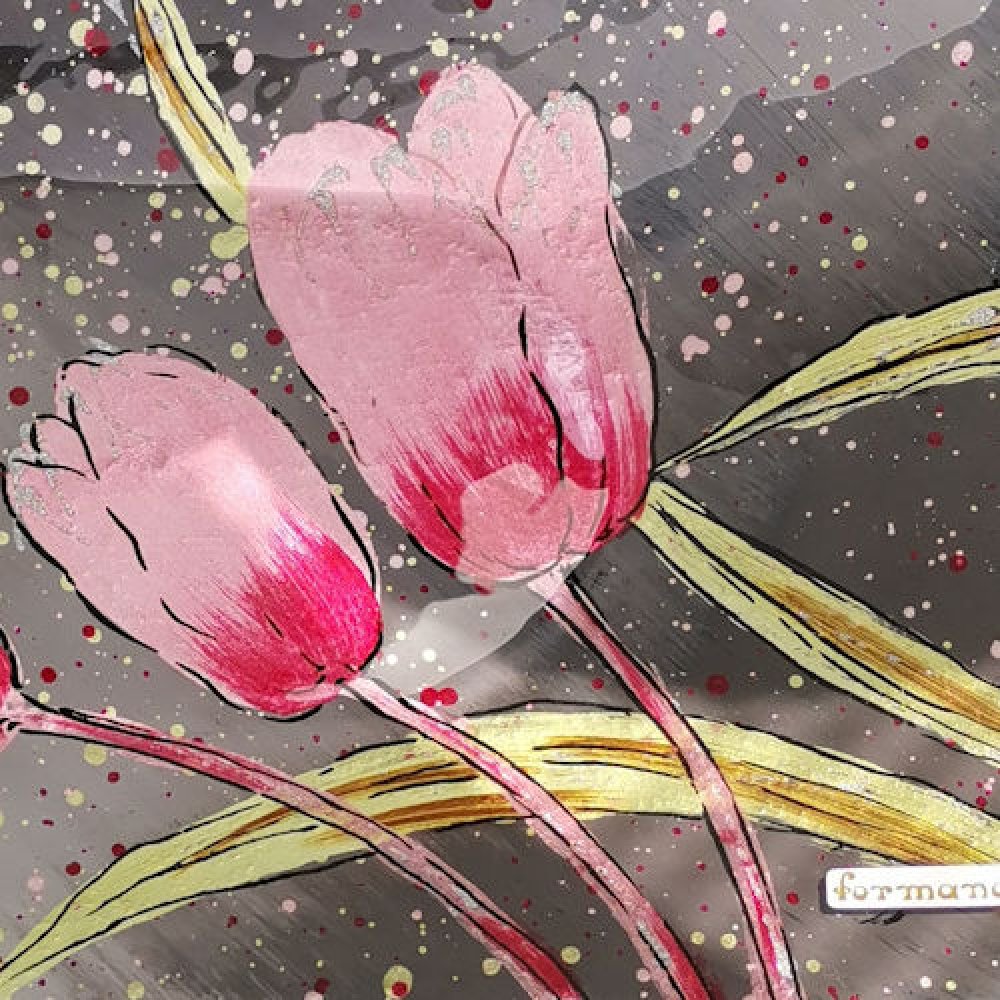 Detailansicht von dem Deko-Teller 30 cm Pink-Tulip Glas 871190 formano