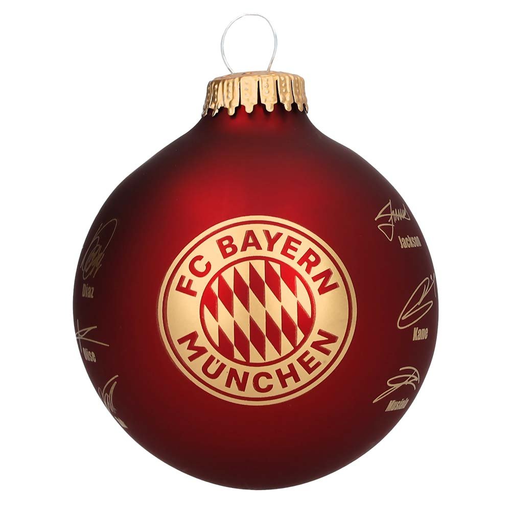 Christbaumkugel Signature 8 cm rot 5 Sterne Logo 35367 FC Bayern München
