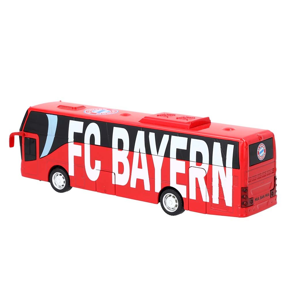 Seitenansicht vom Kinder Spielzeugbus 20 cm rot 53314 FC Bayern München