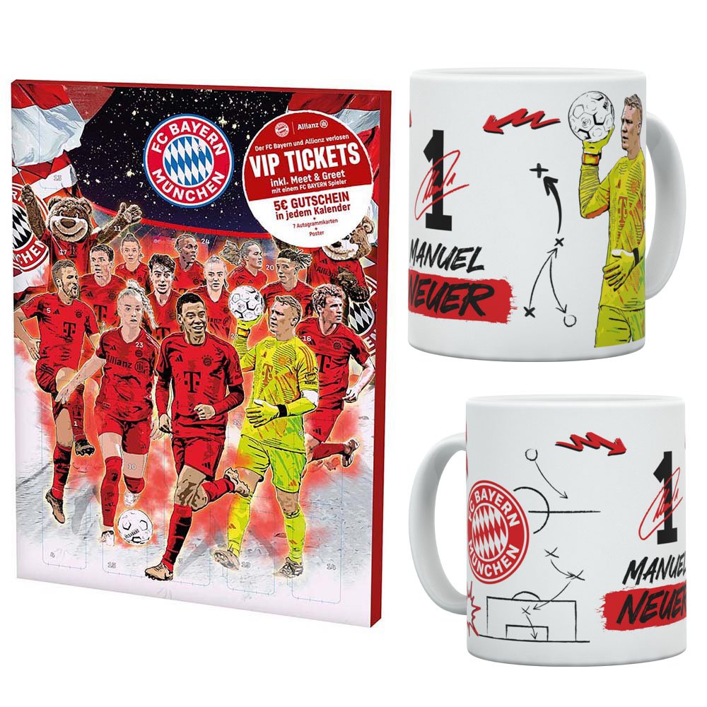 Schoko Adventskalender 2025 + Tasse Neuer 53963 50407 FC Bayern München